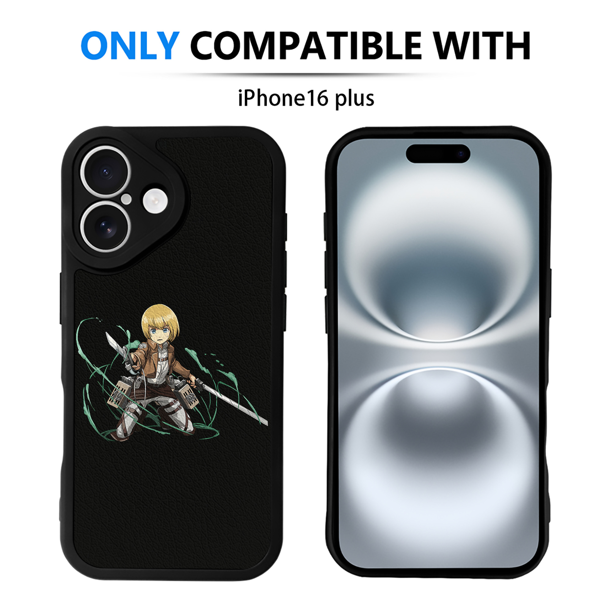 （画像用） 進撃の巨人 アルミン·アルレルト Attack on Titan Armin Arlert 【iPhone 16シリーズ対応】シリコンスマホケース（レザー調） 材質：シリコン
